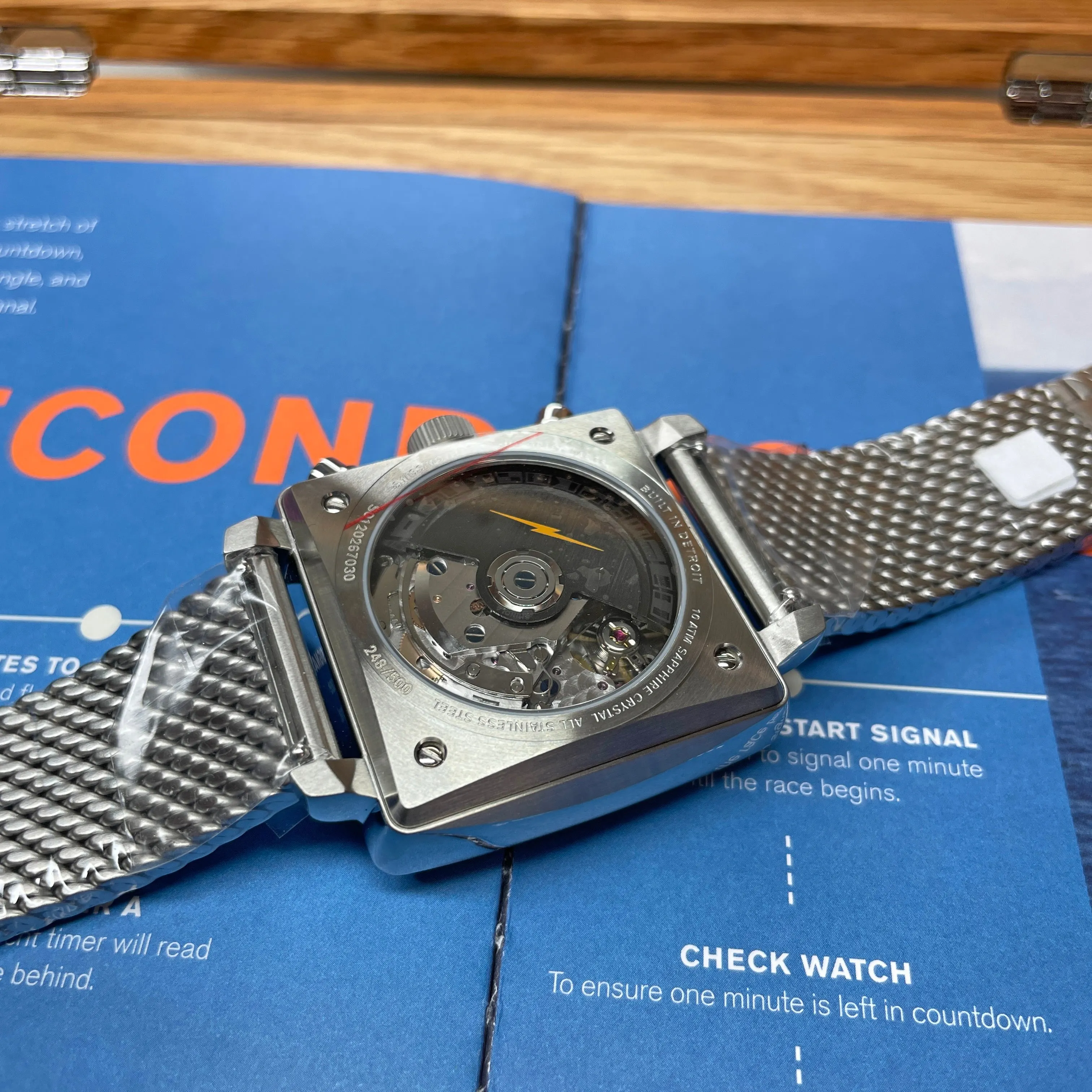 Shinola 40MM Mackinac Bermuda Blue Yacht Timer Square Watch Limited Edition S0120267029