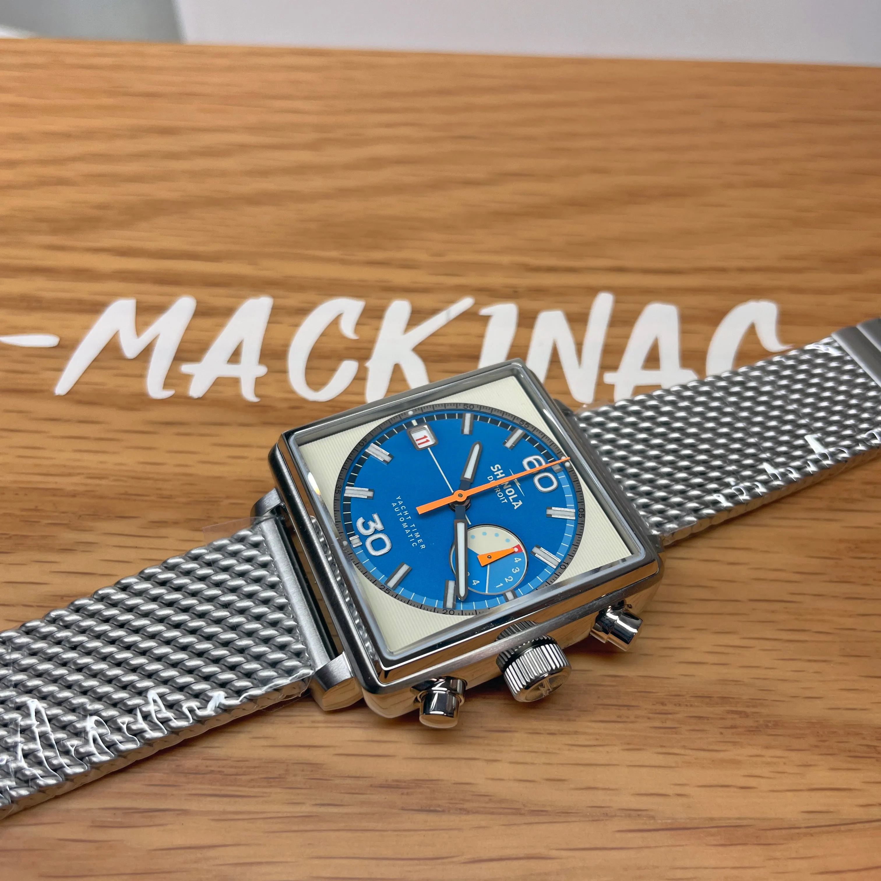 Shinola 40MM Mackinac Bermuda Blue Yacht Timer Square Watch Limited Edition S0120267029