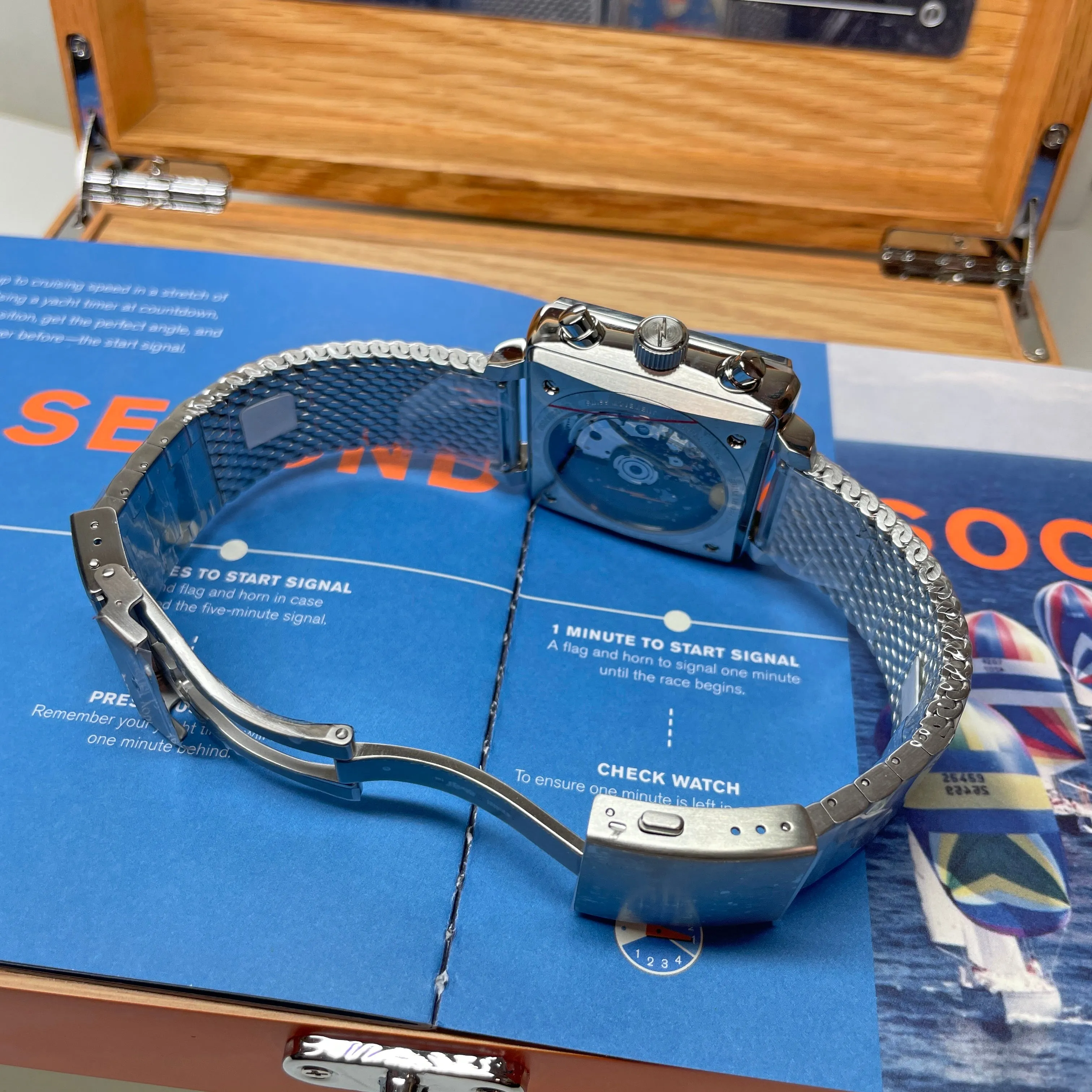 Shinola 40MM Mackinac Bermuda Blue Yacht Timer Square Watch Limited Edition S0120267029
