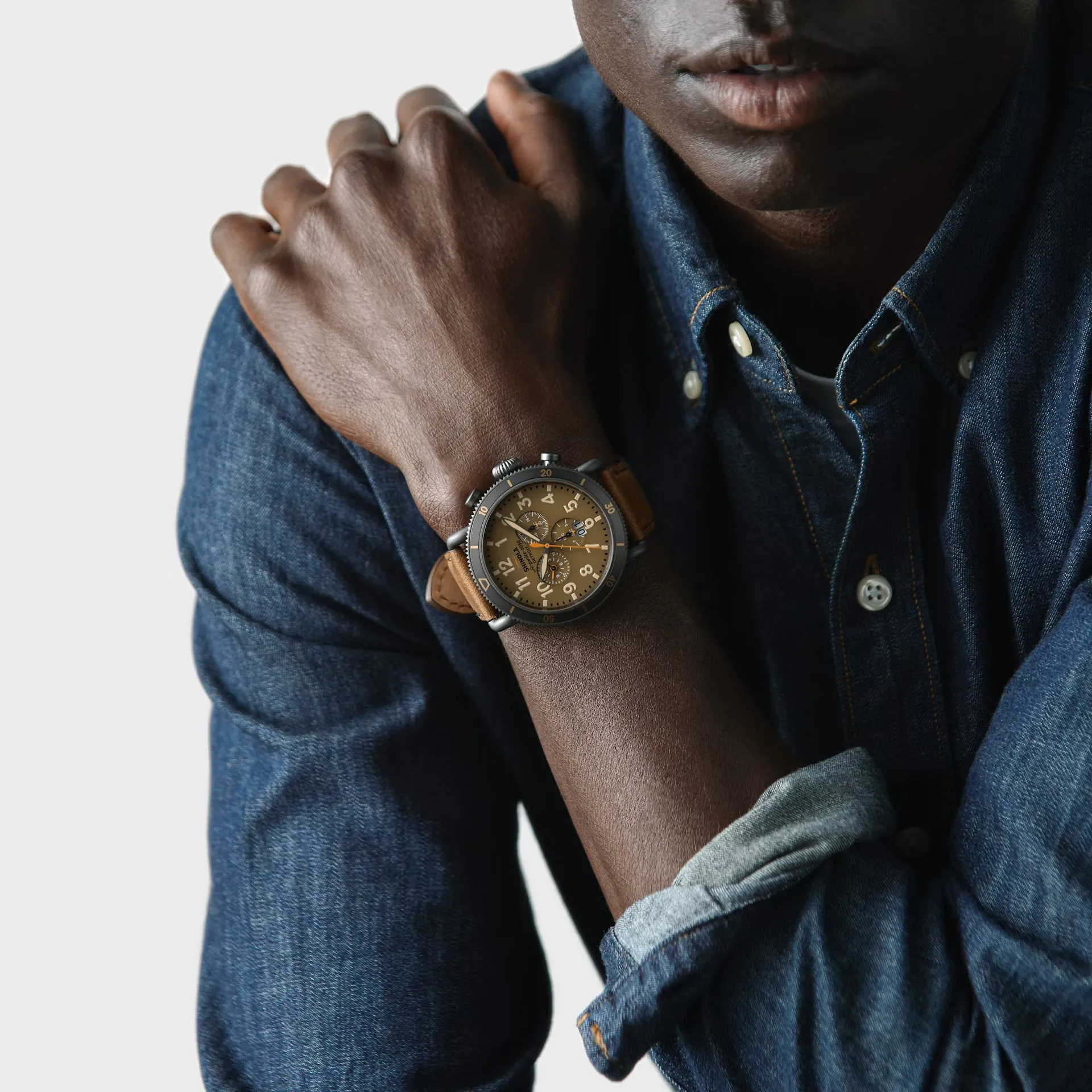 Shinola 48MM Runwell Sport Chrono 48mm Dark Camel Brown Watch S0120273231