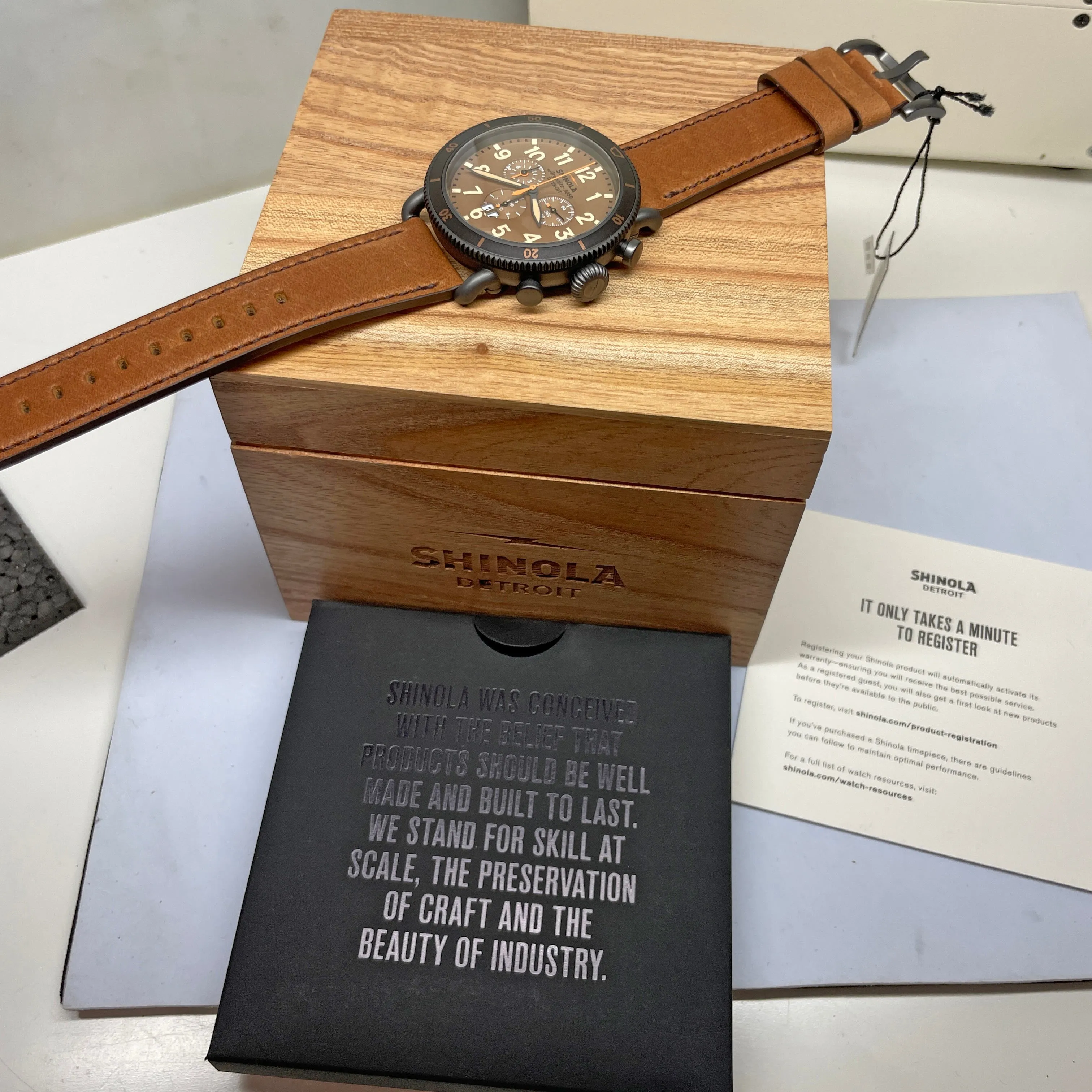 Shinola 48MM Runwell Sport Chrono 48mm Dark Camel Brown Watch S0120273231