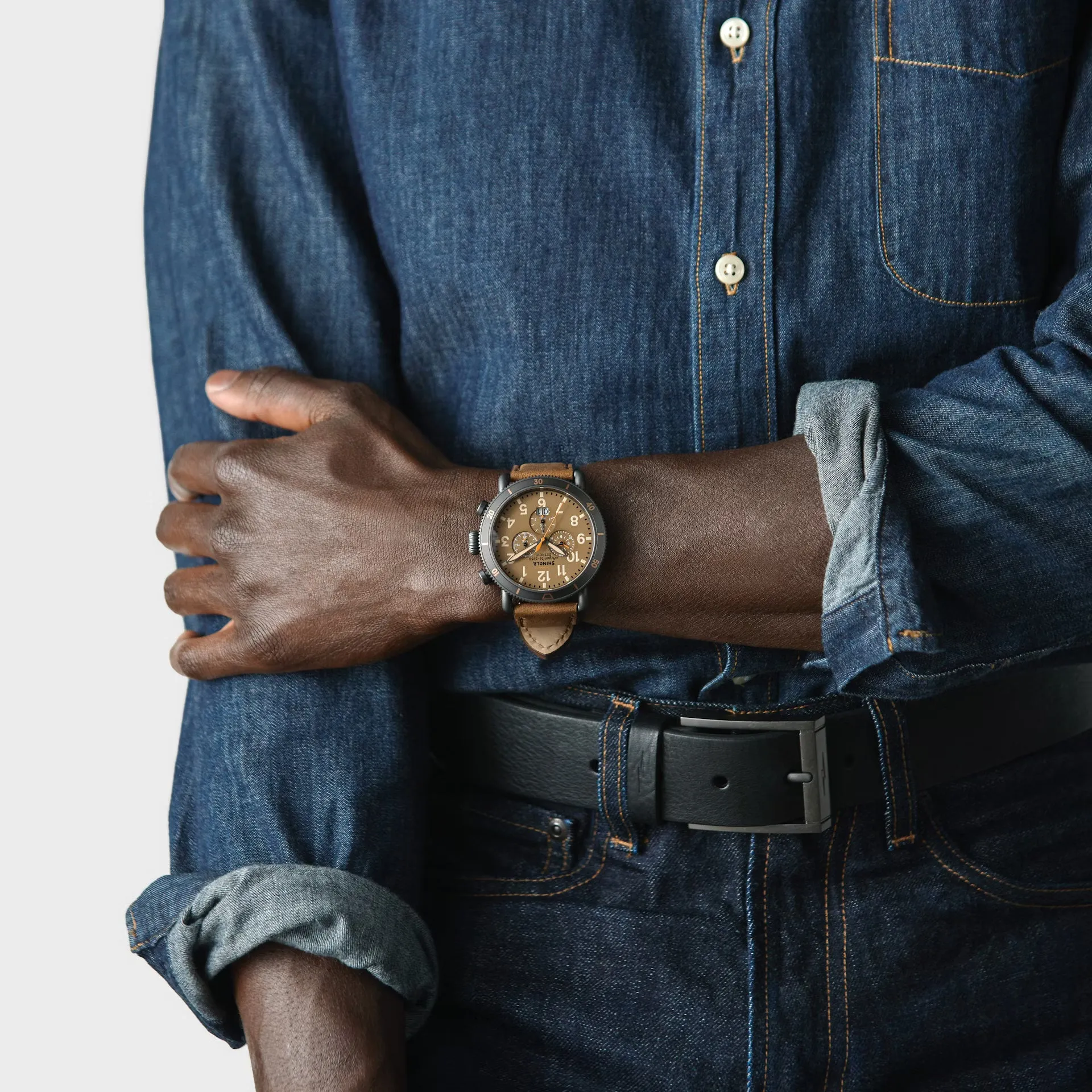 Shinola 48MM Runwell Sport Chrono 48mm Dark Camel Brown Watch S0120273231