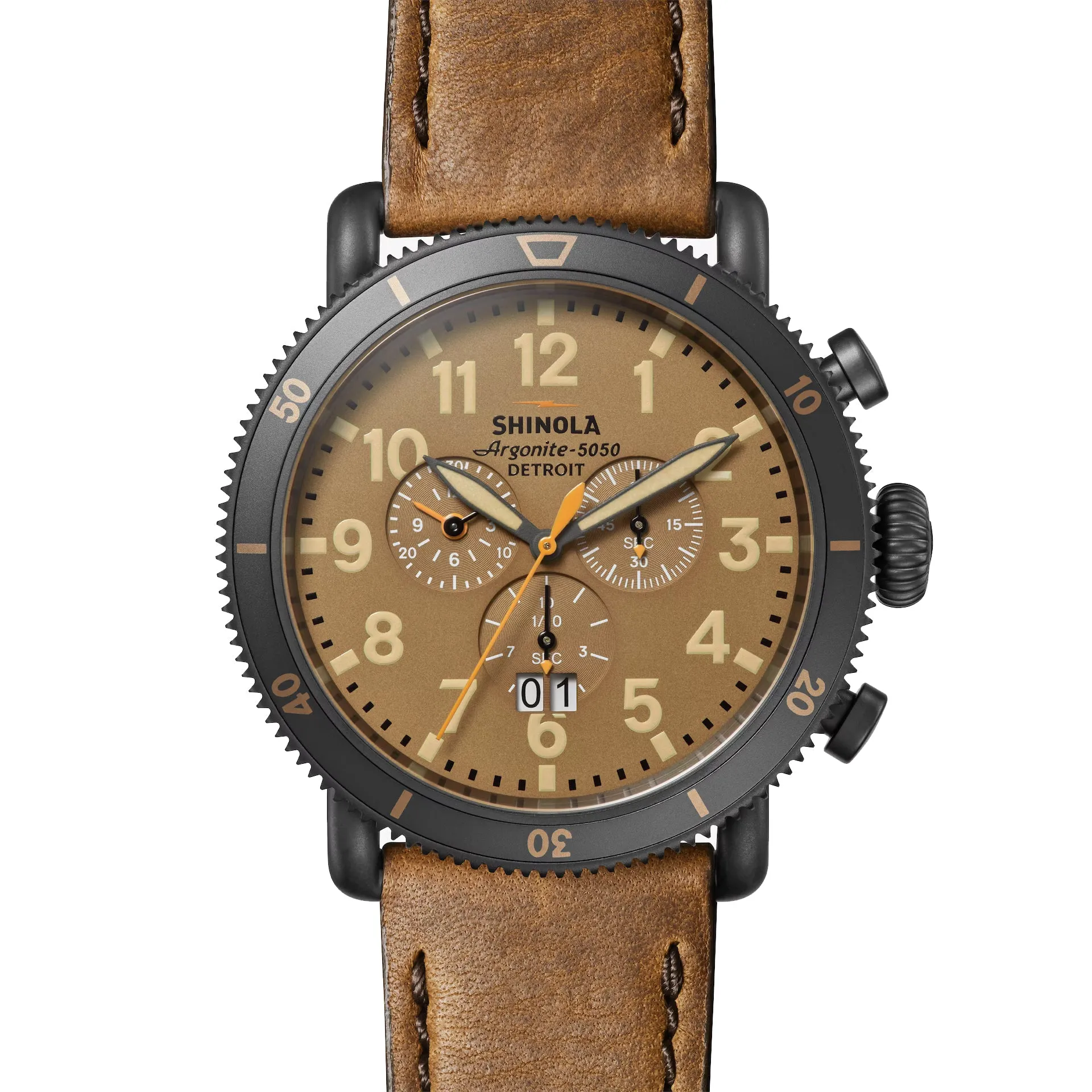 Shinola 48MM Runwell Sport Chrono 48mm Dark Camel Brown Watch S0120273231