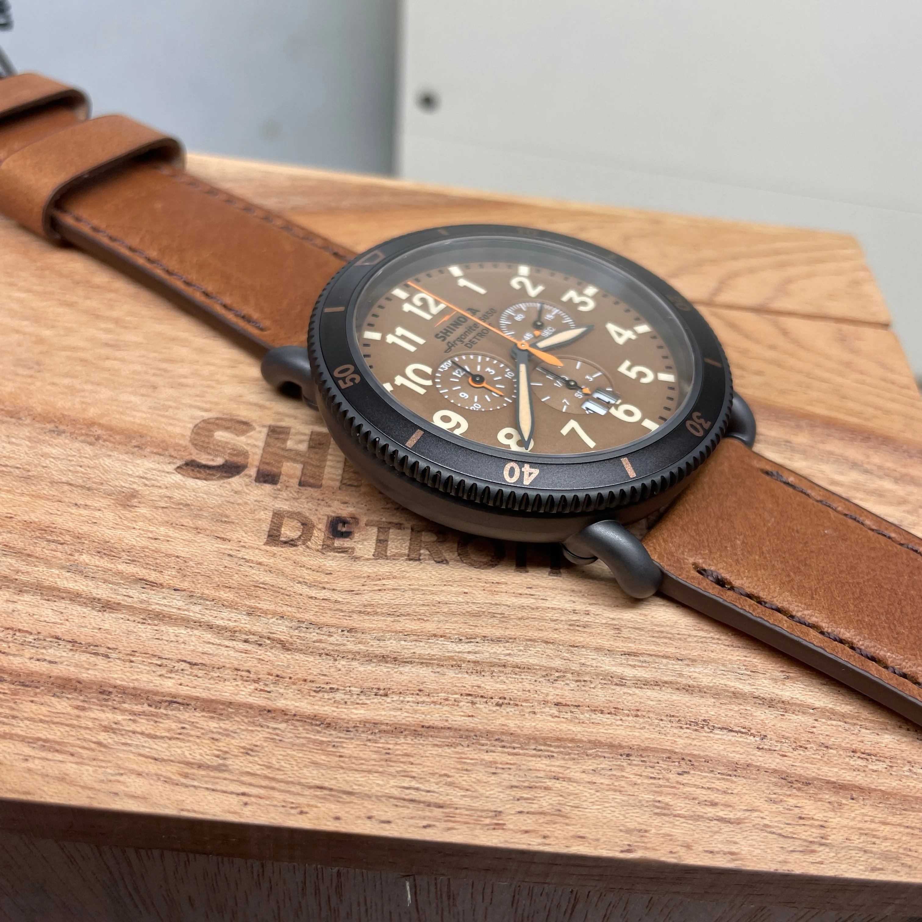 Shinola 48MM Runwell Sport Chrono 48mm Dark Camel Brown Watch S0120273231