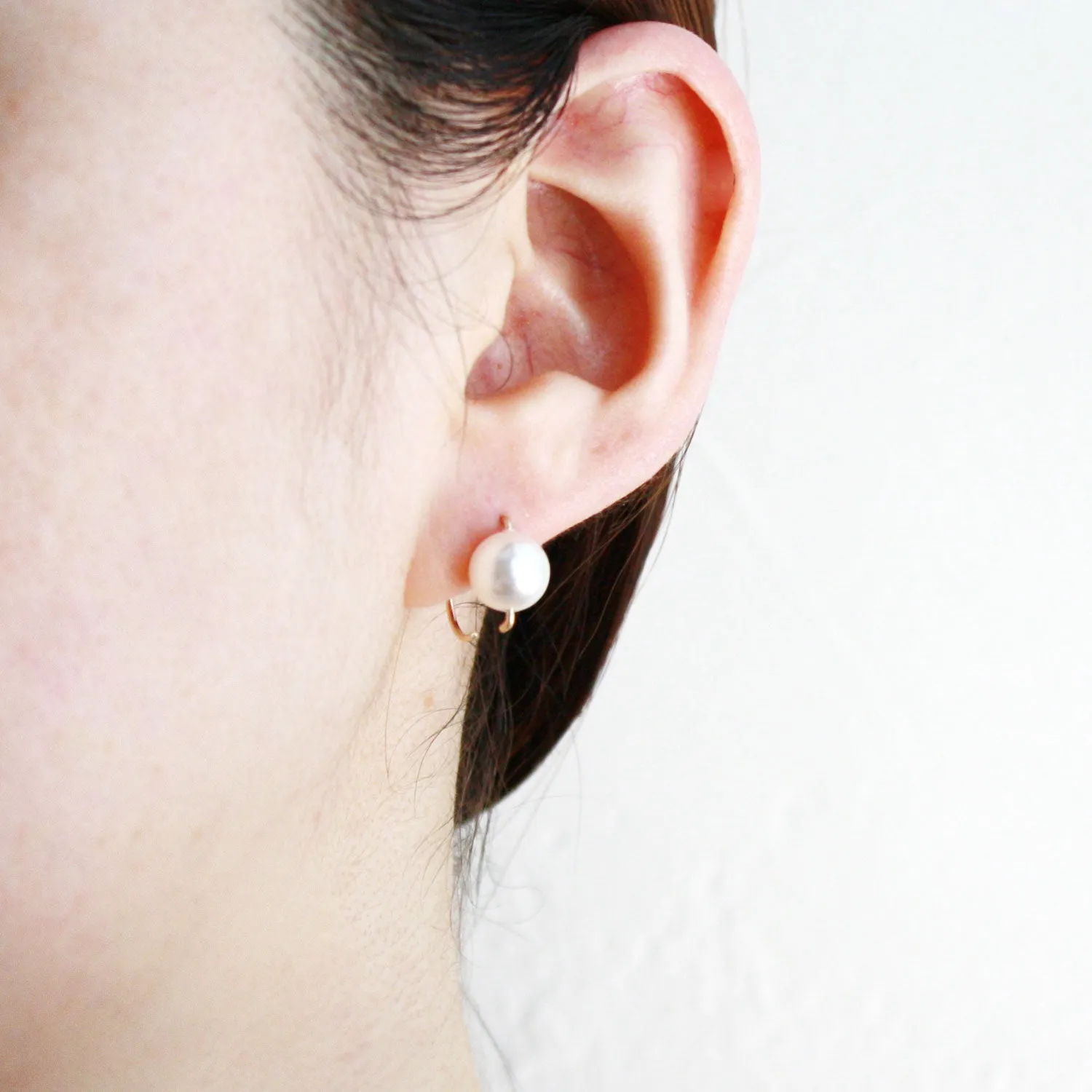 Short Hook Stud Earrings - Rose Quartz