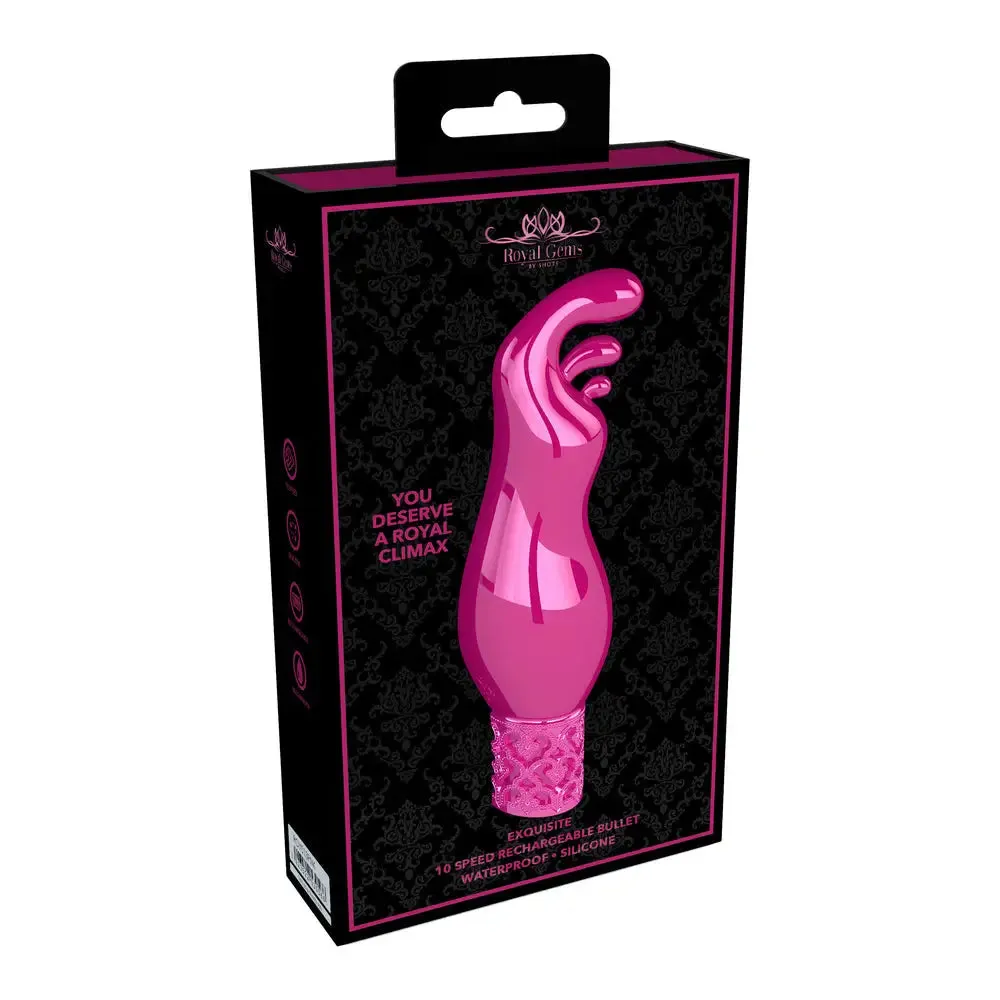 Shots Silicone Pink Rechargeable Mini Bullet Vibrator with Clit Stim