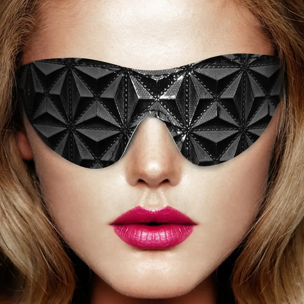 Shots Toys Black Luxury Bondage Eye Mask with Diamond Pattern