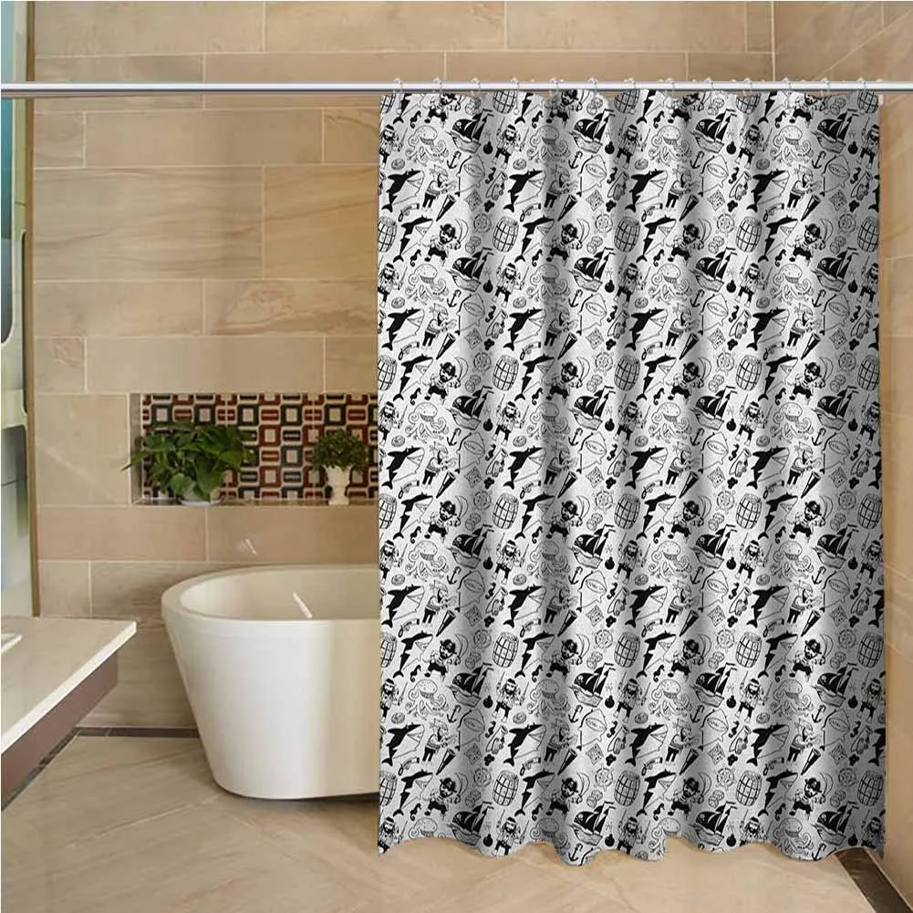 Shower Curtain: Black and White Sharks
