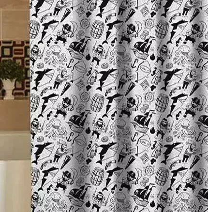 Shower Curtain: Black and White Sharks