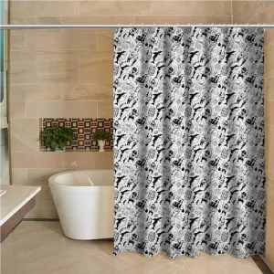 Shower Curtain: Black and White Sharks