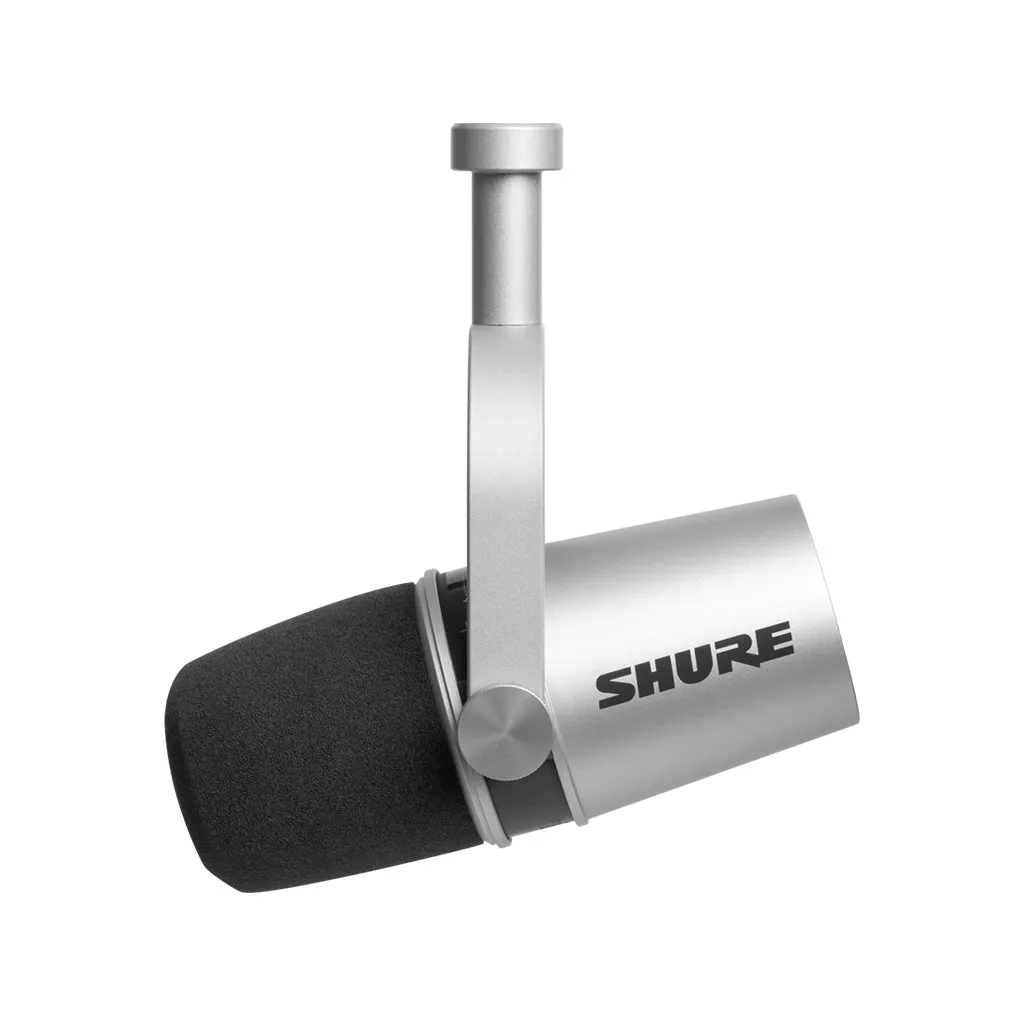Shure MV7 USB and XLR Cardioid Dynamic Vocal Microphone, Silver