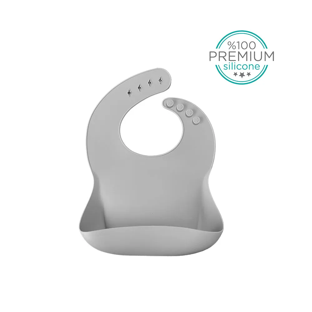 SILICONE BASIC BIB POWDER GREY