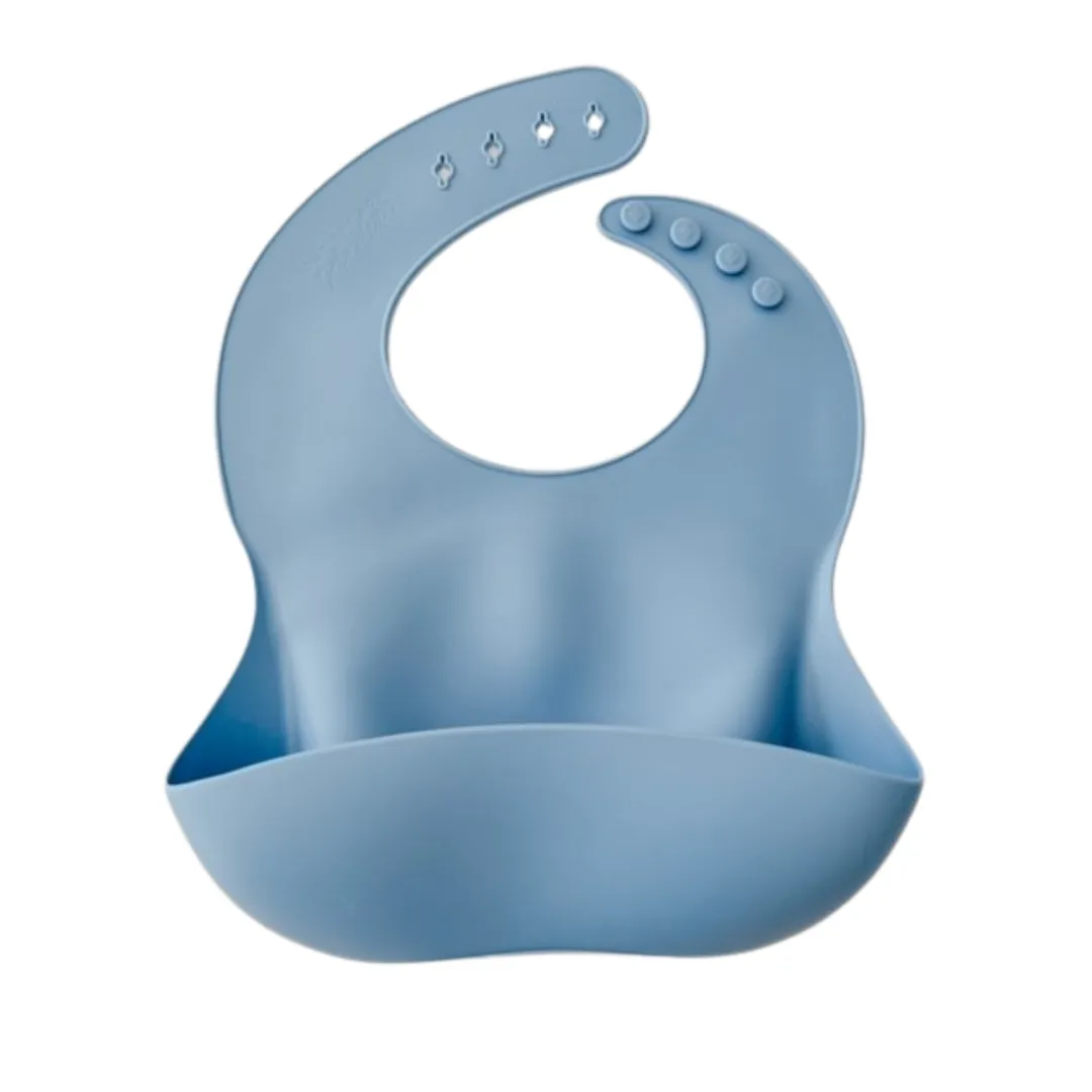 Silicone Feeding Bib | Bright Blue