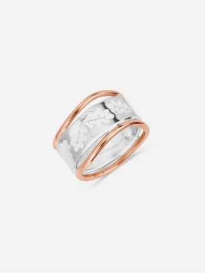 Silver & Rose Gold Oak Leaf Wedding Ring | 9ct & Silver