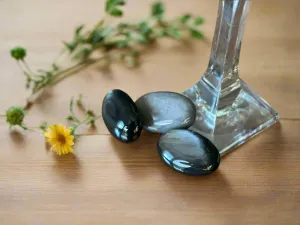 Silver Sheen Obsidian Palm Stones FB2212 🌿