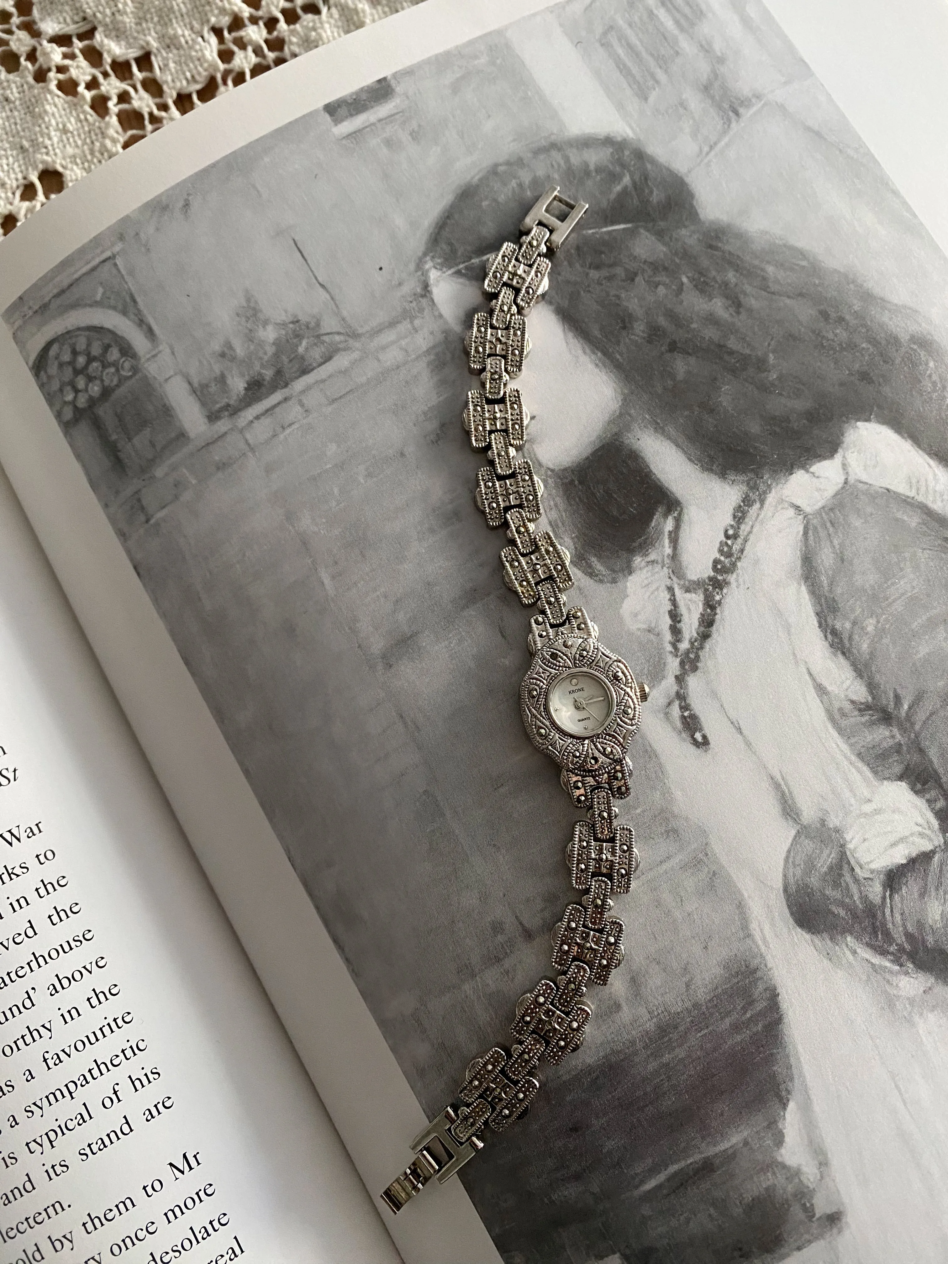 Silver tone Krone vintage ladies watch