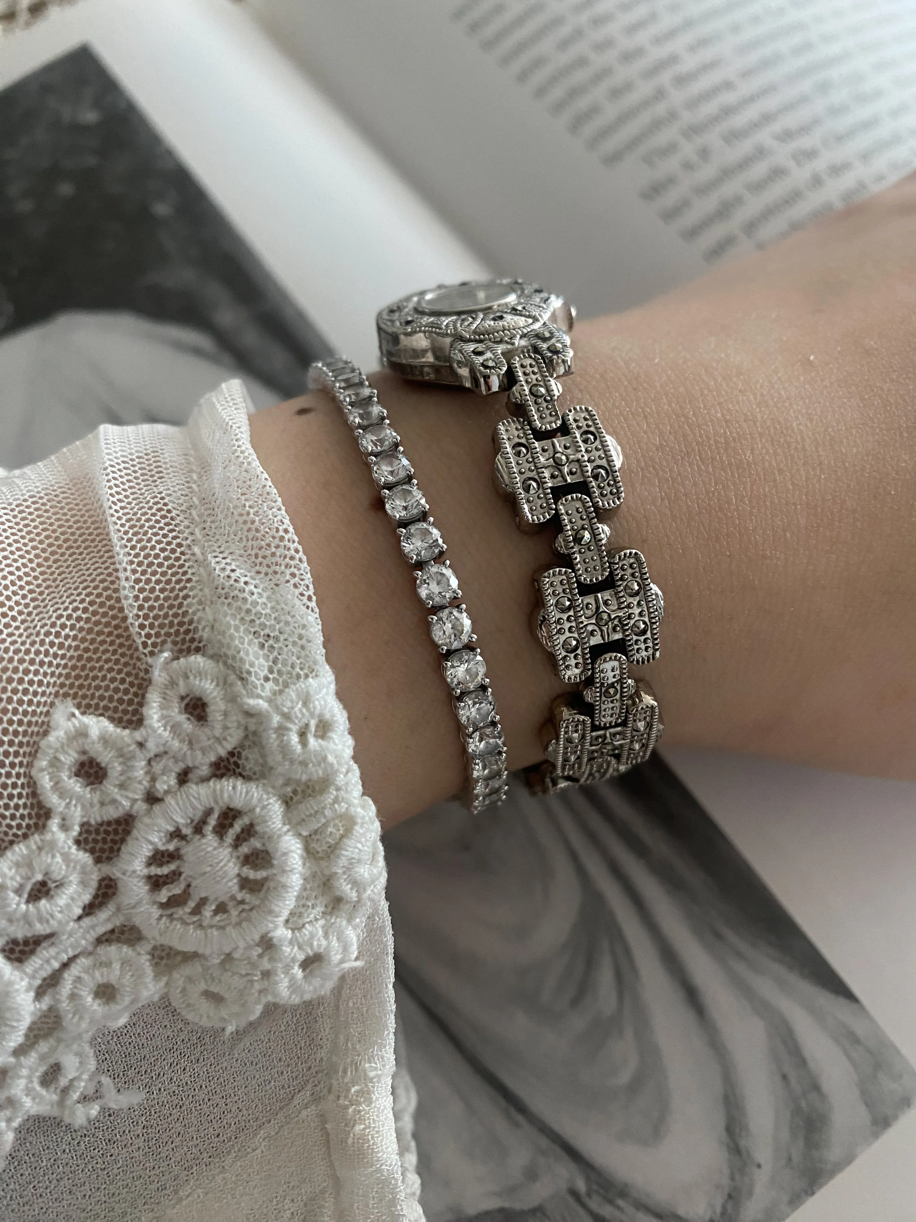 Silver tone Krone vintage ladies watch