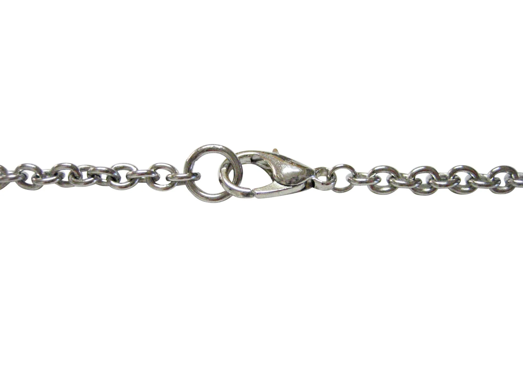 Silver Toned Etched Oval Simple Nautical Anchor Pendant Necklace