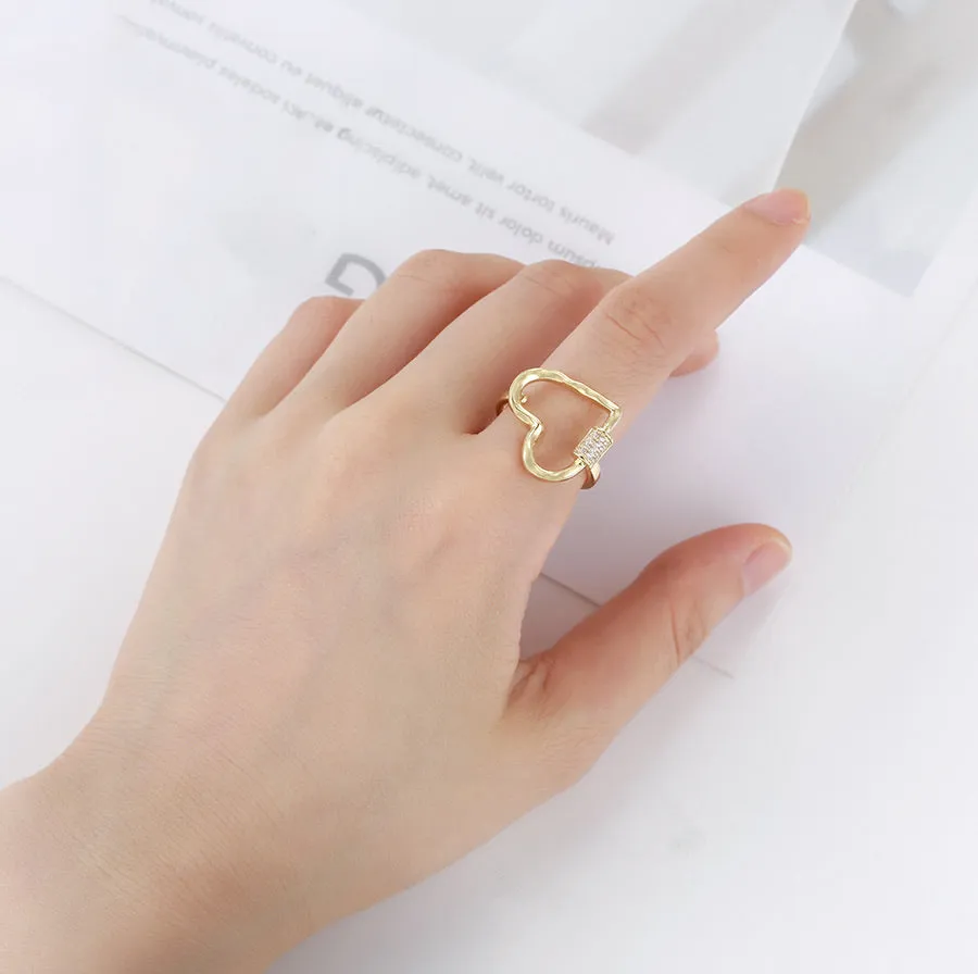 Simple 14K Gold Plated Heart Ring