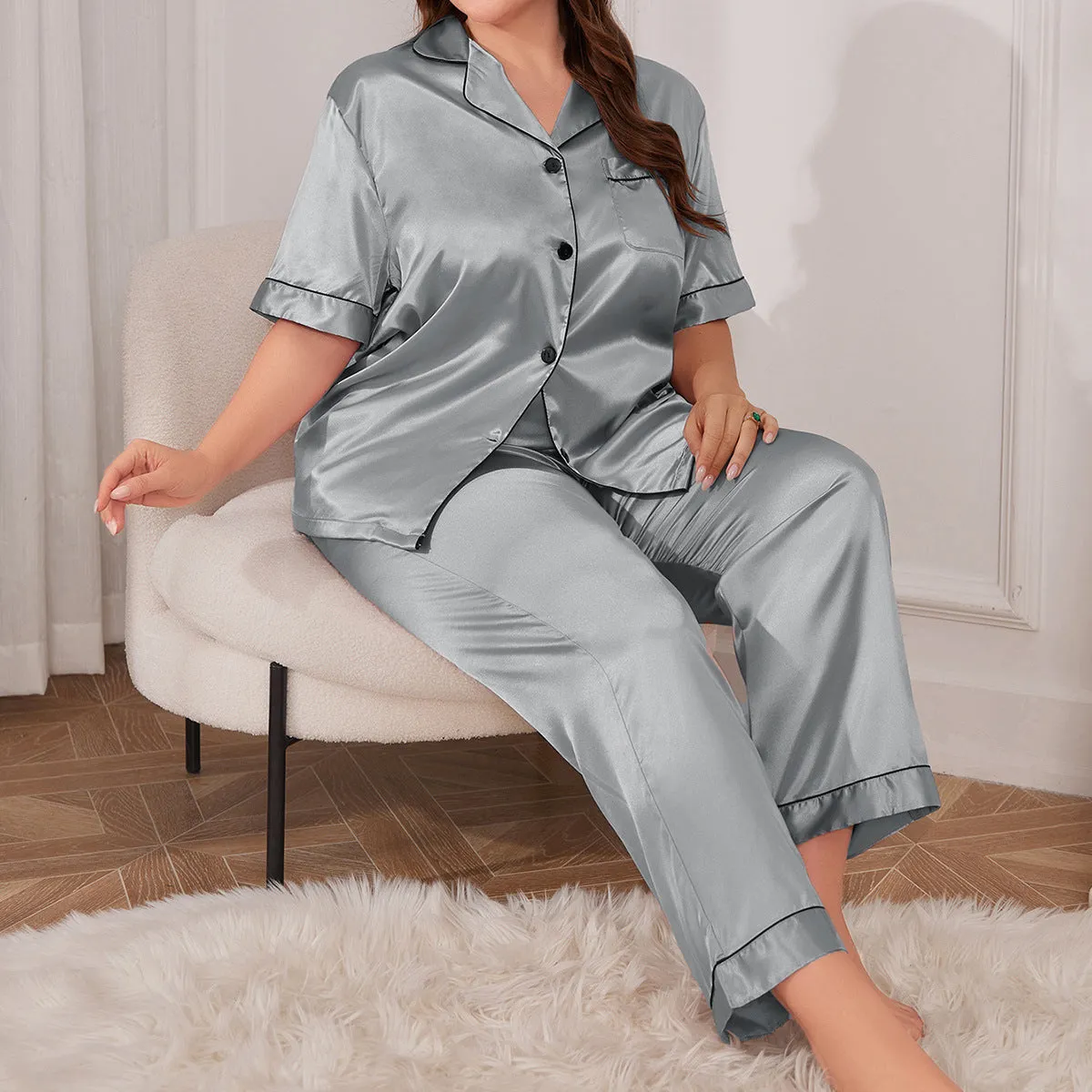 Simple and Casual Sleepwear for Women  Faux Silk Pajama Set