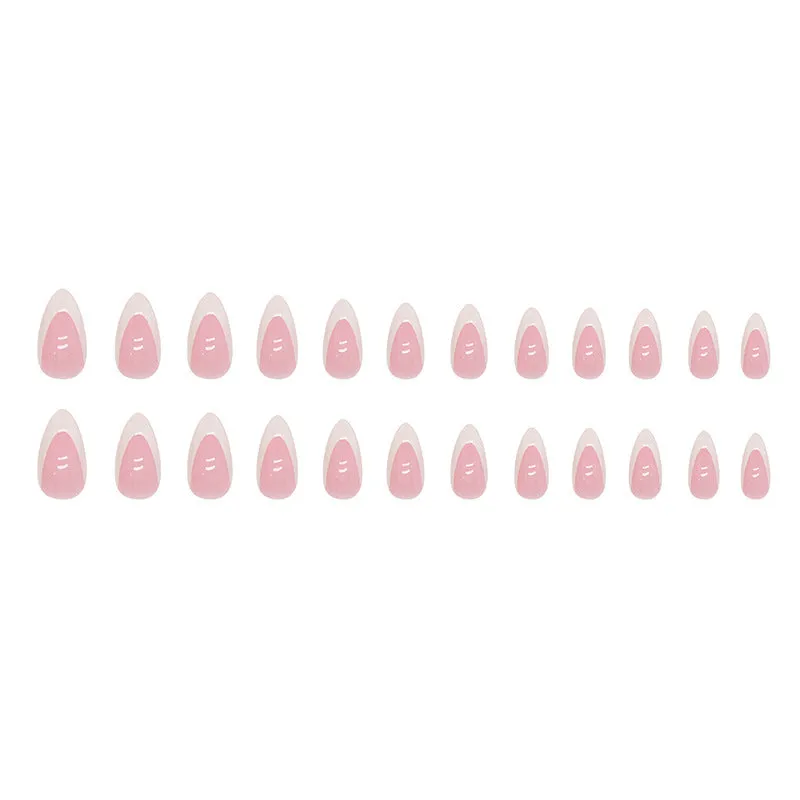 Simple Pure Desire White French Almond Nail Fashion All-match Wear Nail Finished Product