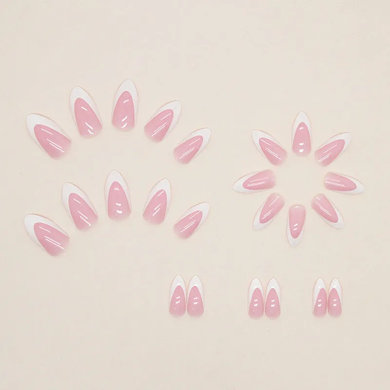 Simple Pure Desire White French Almond Nail Fashion All-match Wear Nail Finished Product