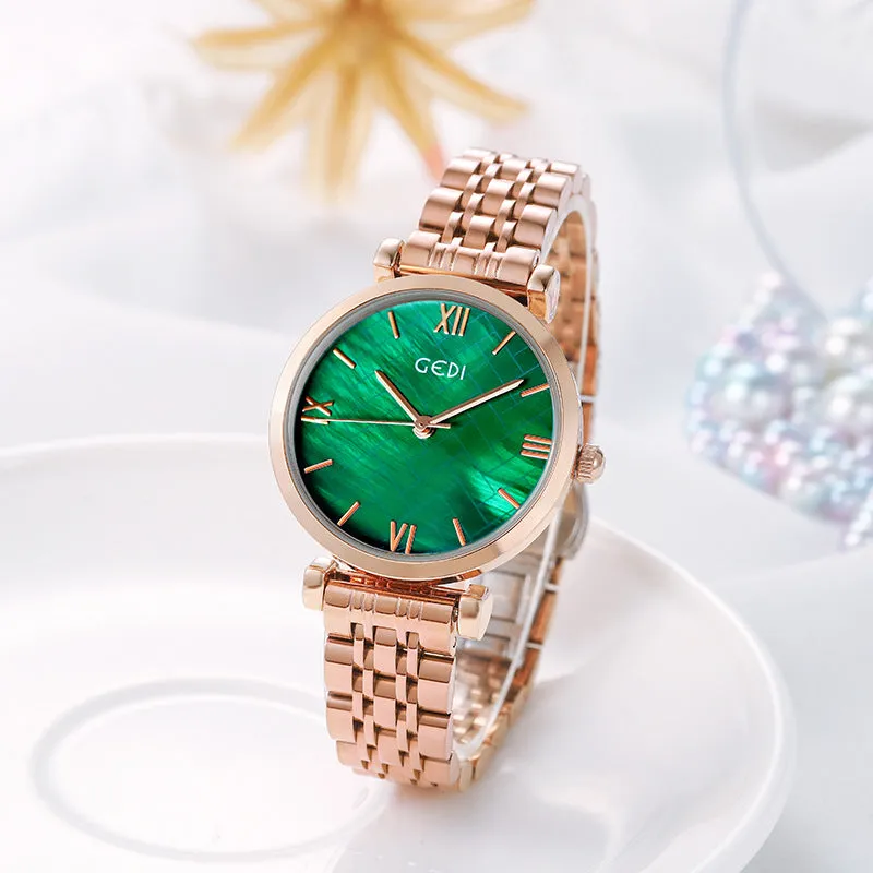 Simple quartz shell chassis stainless steel strap waterproof women's Watch