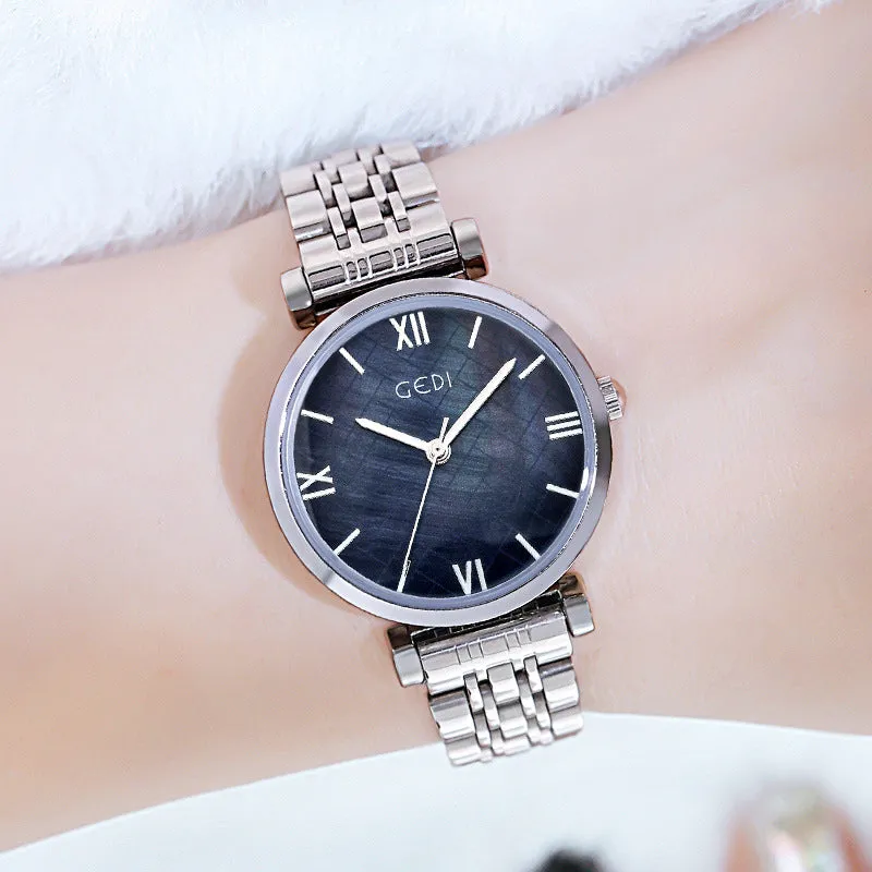 Simple quartz shell chassis stainless steel strap waterproof women's Watch