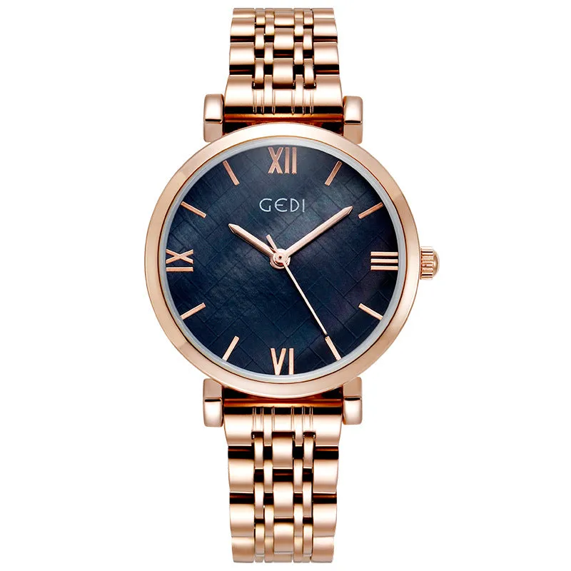 Simple quartz shell chassis stainless steel strap waterproof women's Watch