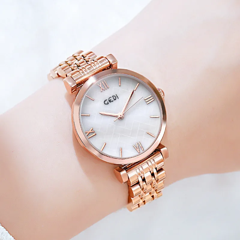 Simple quartz shell chassis stainless steel strap waterproof women's Watch