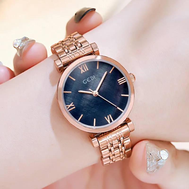 Simple quartz shell chassis stainless steel strap waterproof women's Watch