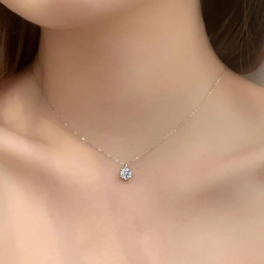 Simple Six-Claw 2.0 Ct Diamond Necklace