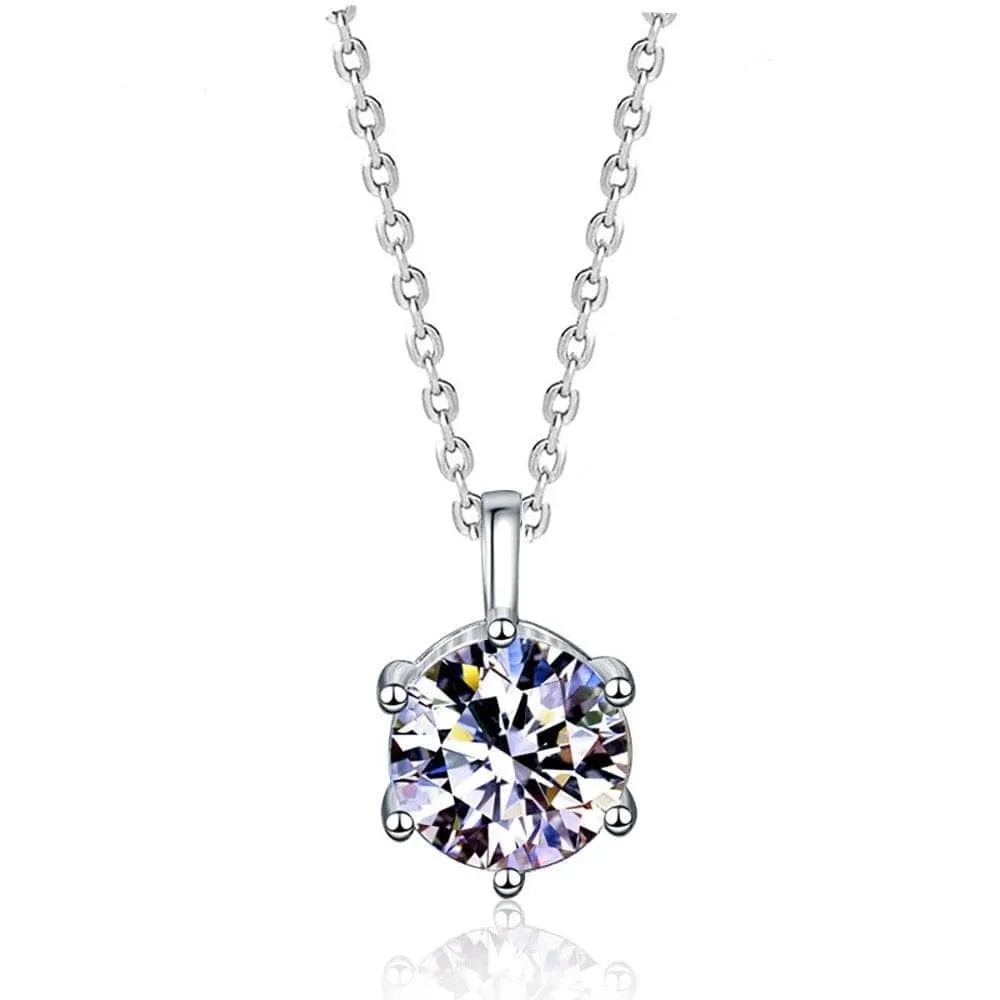 Simple Six-Claw 2.0 Ct Diamond Necklace