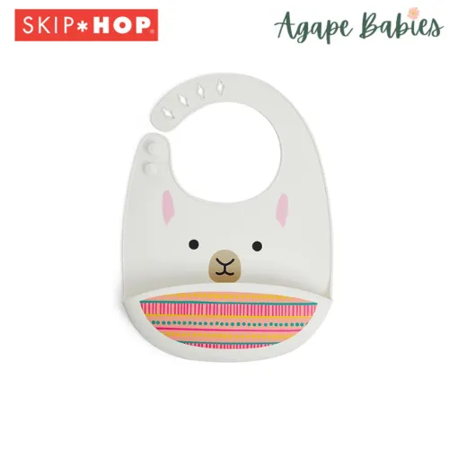 Skip Hop Zoo Fold & Go Silicone Bib - Llama