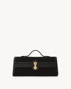 Slim Symmetry Pochette in Black Suede with Black Leather Trim