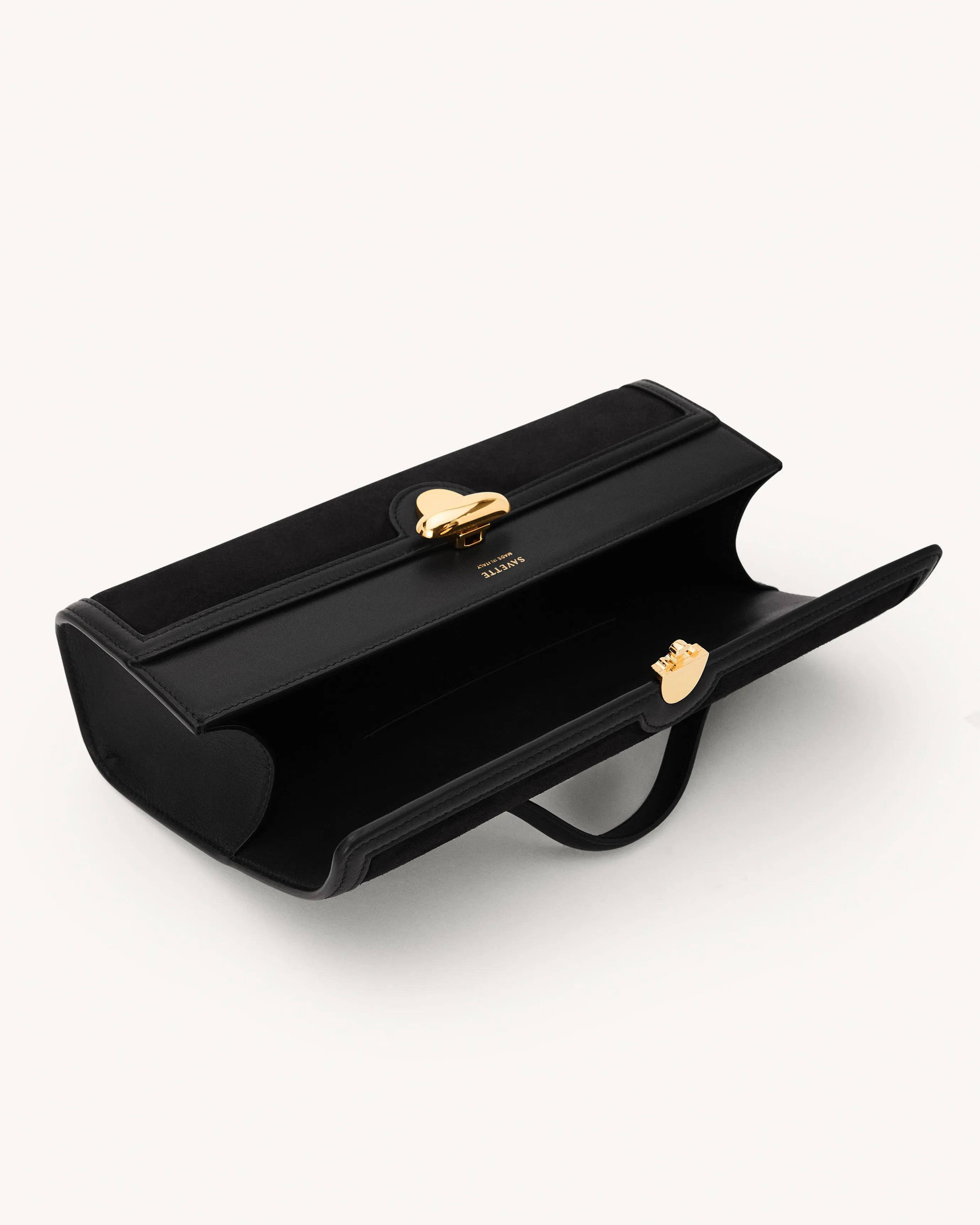 Slim Symmetry Pochette in Black Suede with Black Leather Trim