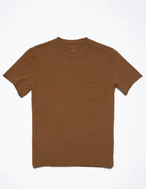 Slub Cotton Pocket Tee in Golden Brown