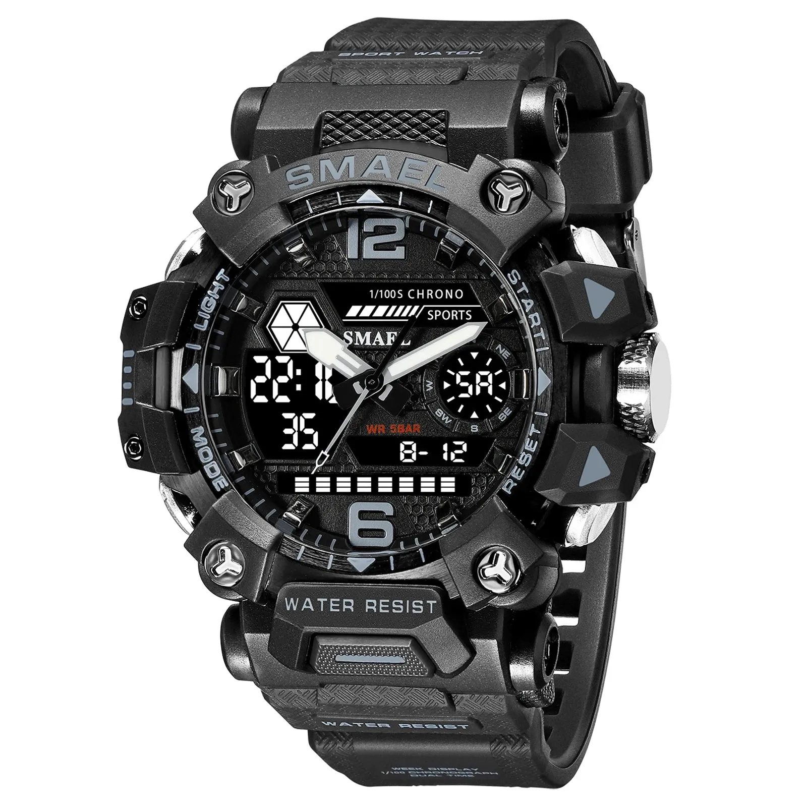 SMAEL Dual Display Waterproof Sports Watch