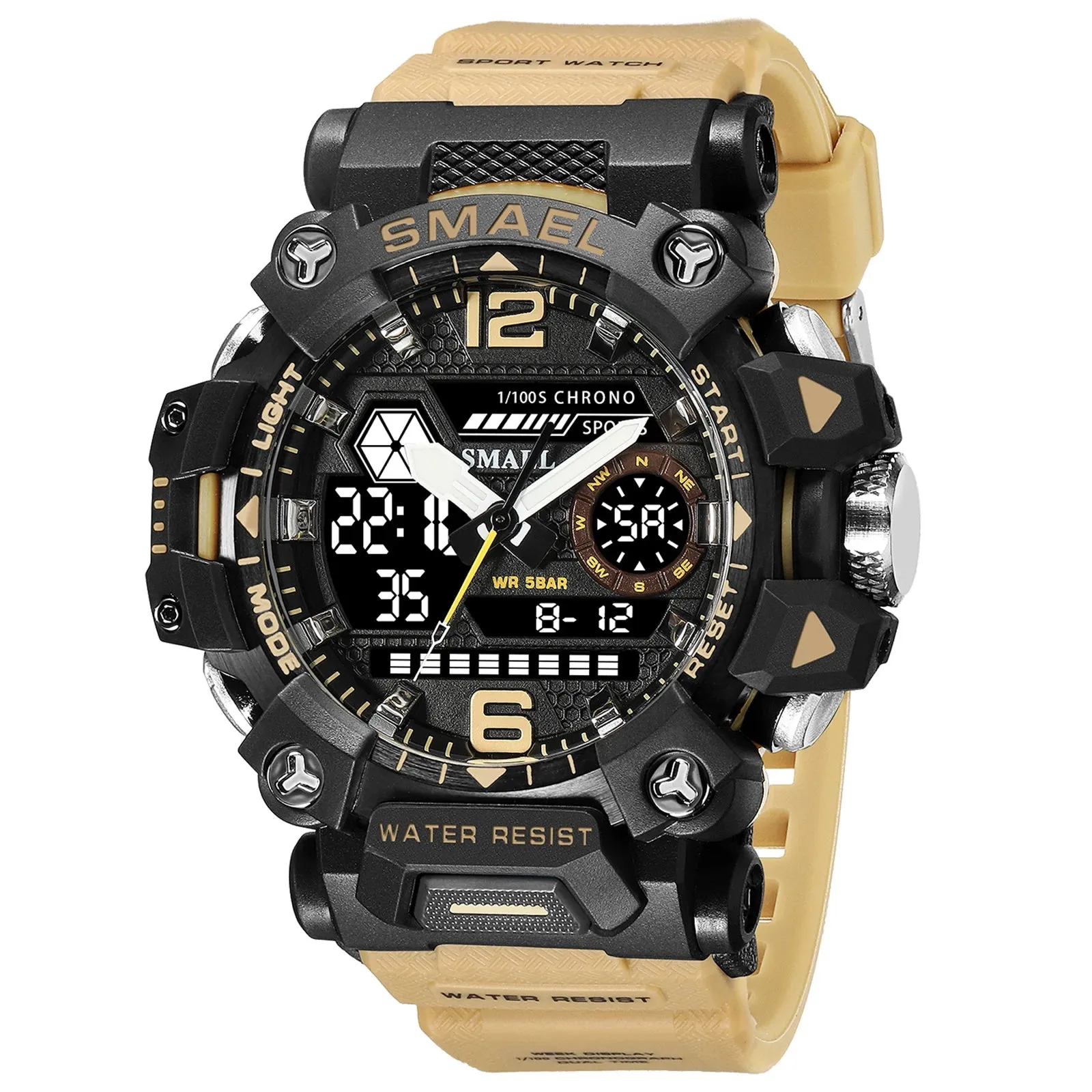 SMAEL Dual Display Waterproof Sports Watch