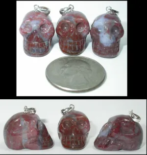 Small RAINBOW JASPER Crystal Skull Pendant - Sterling Silver bale!