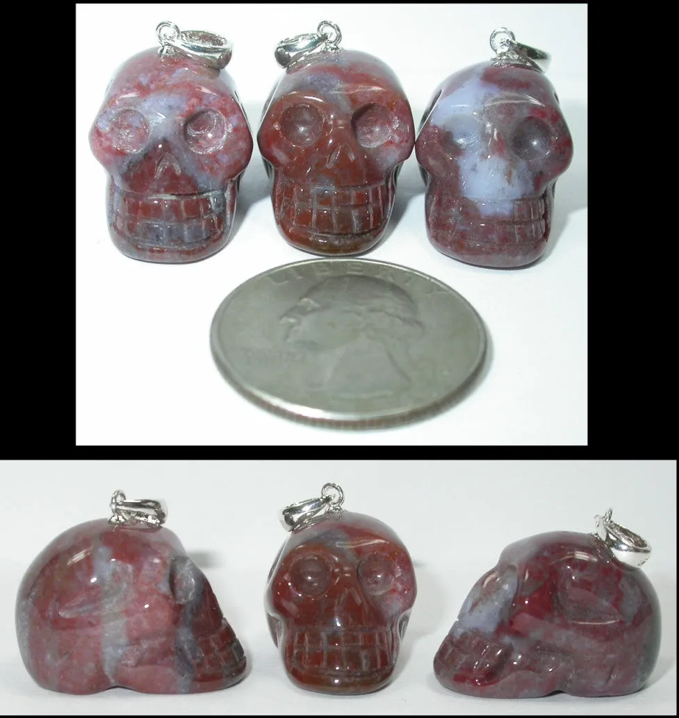 Small RAINBOW JASPER Crystal Skull Pendant - Sterling Silver bale!