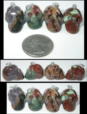 Small RAINBOW SARDONYX Crystal Skull Pendant - Sterling Silver bale!