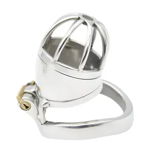 Small Stainless Steel Chastity Cage – Discreet Design With Integral Lock And Birdcage Style End