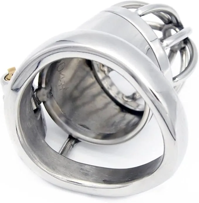 Small Stainless Steel Chastity Cage – Discreet Design With Integral Lock And Birdcage Style End