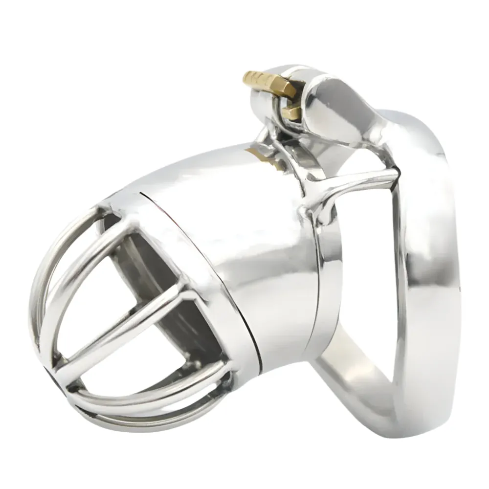 Small Stainless Steel Chastity Cage – Discreet Design With Integral Lock And Birdcage Style End