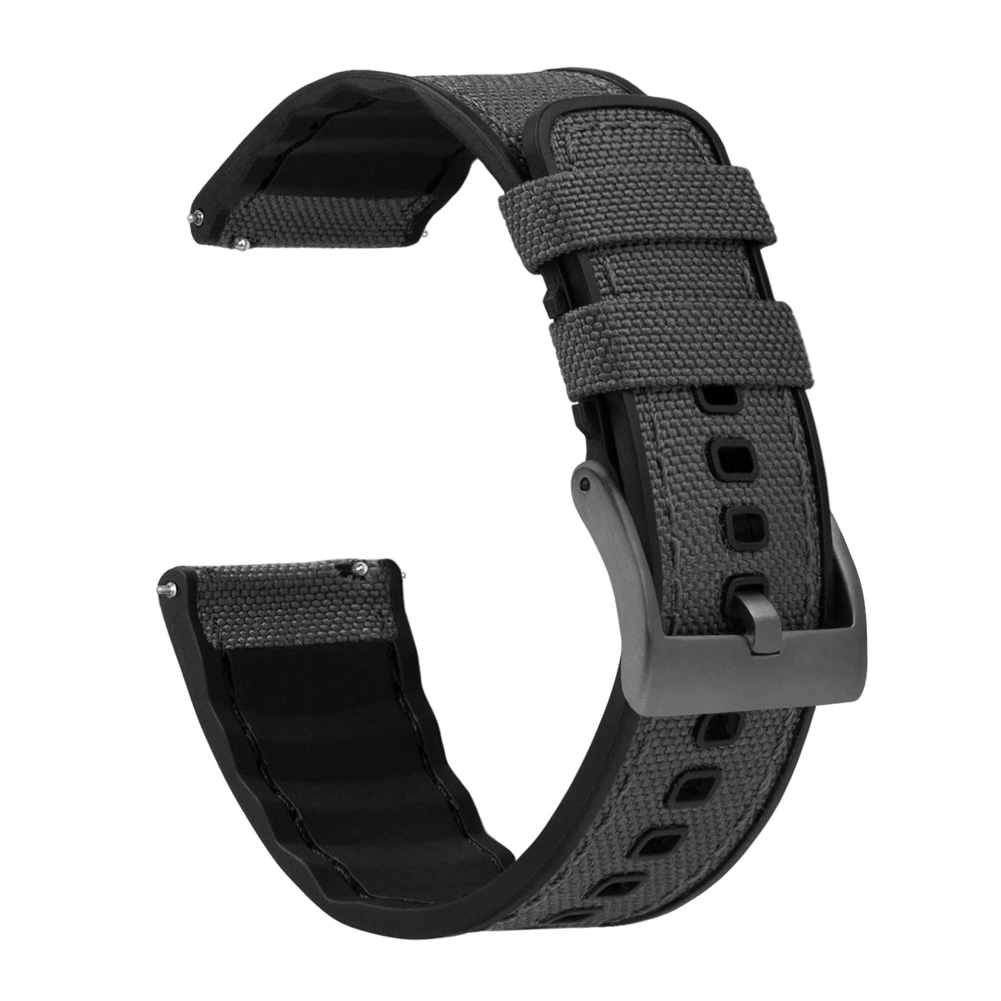 Smoke Grey Cordura Fabric And Silicone Hybrid Watch Band