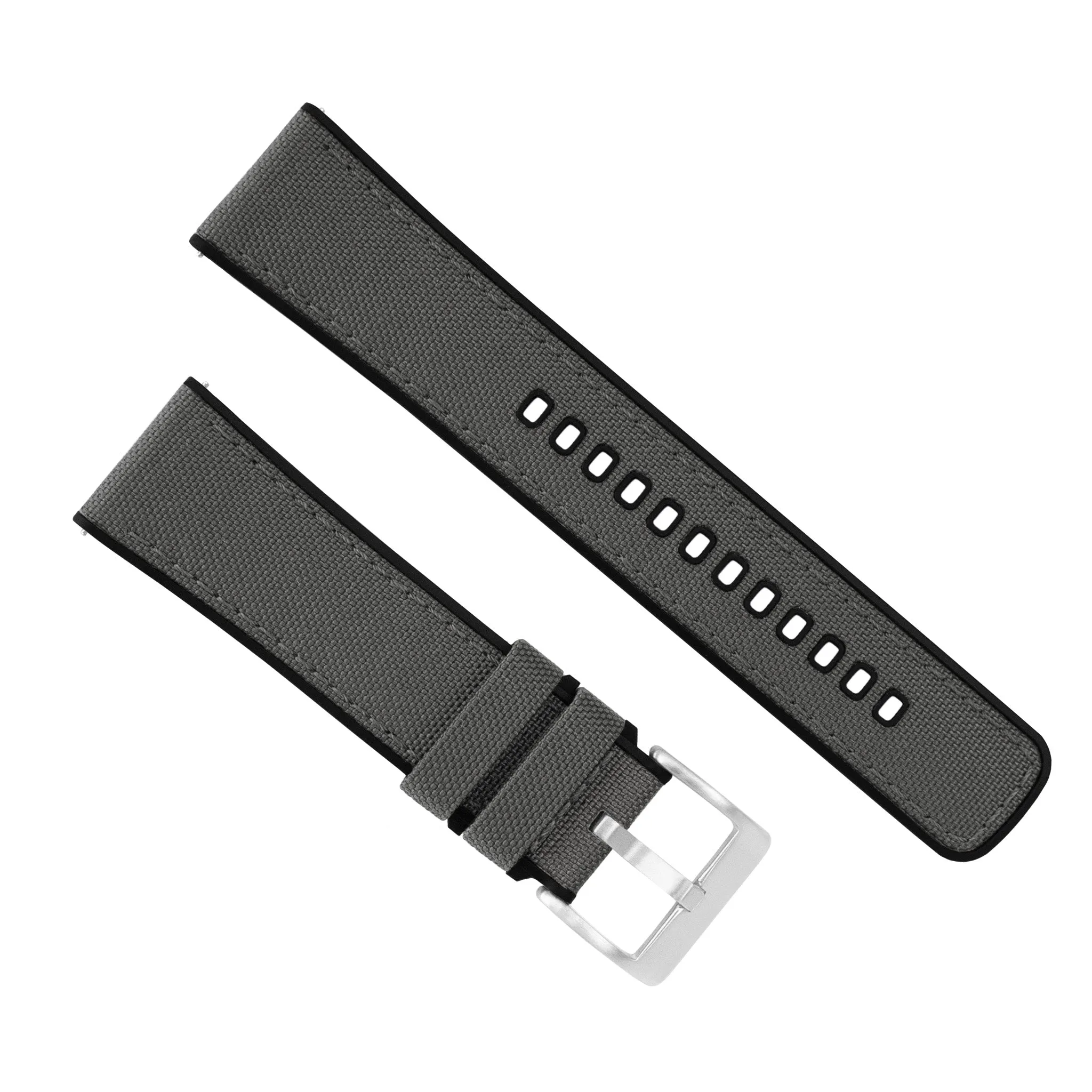 Smoke Grey Cordura Fabric And Silicone Hybrid Watch Band