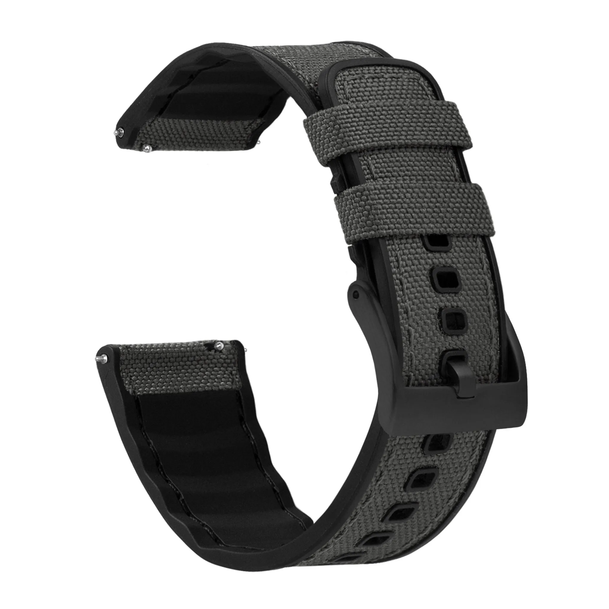 Smoke Grey Cordura Fabric And Silicone Hybrid Watch Band