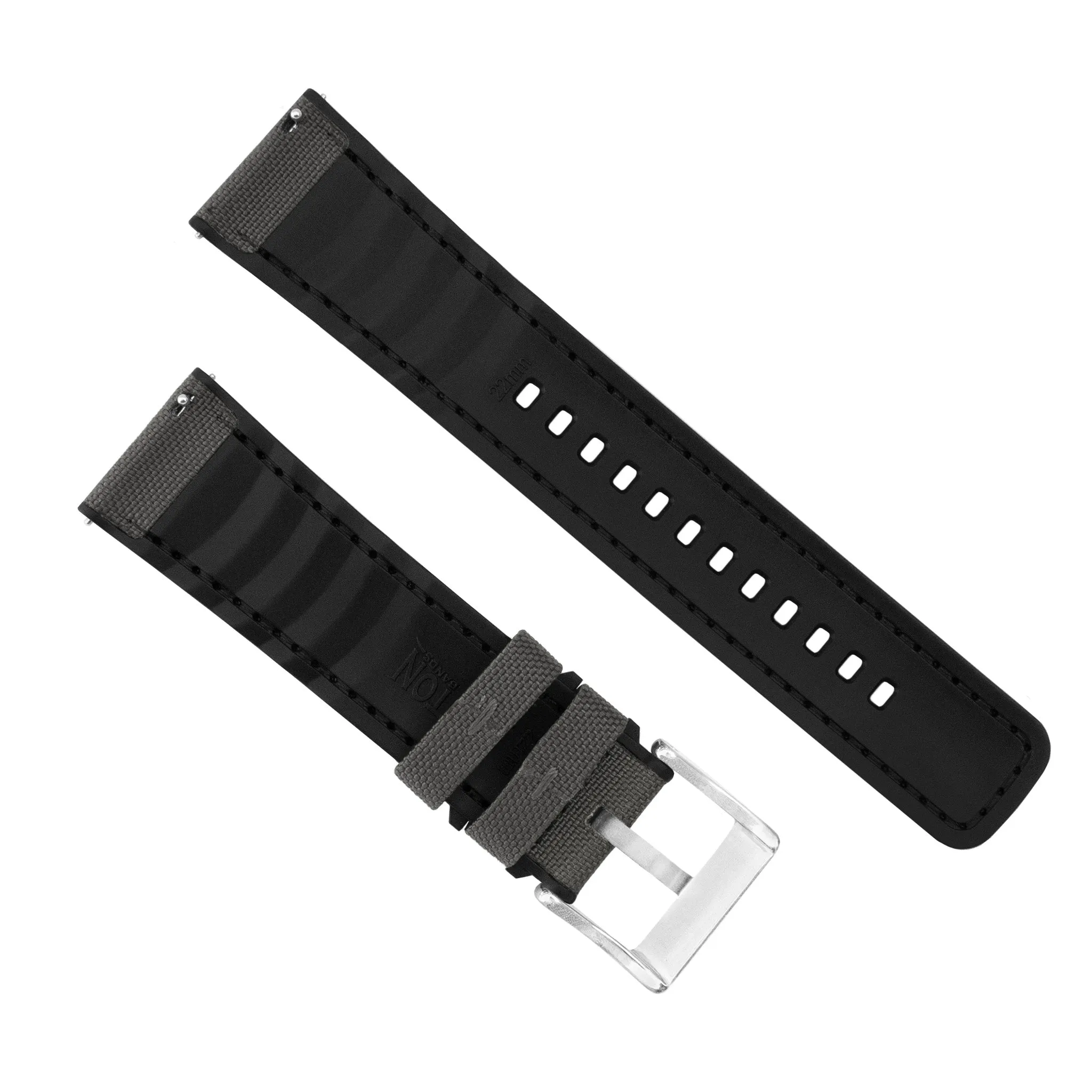 Smoke Grey Cordura Fabric And Silicone Hybrid Watch Band