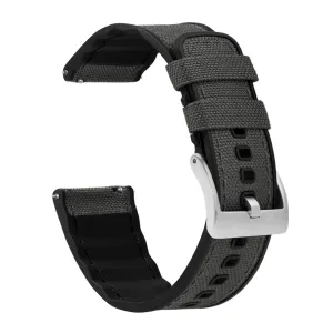 Smoke Grey Cordura Fabric And Silicone Hybrid Watch Band